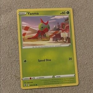 Pokemon Yanma Trading Card - Green and Red